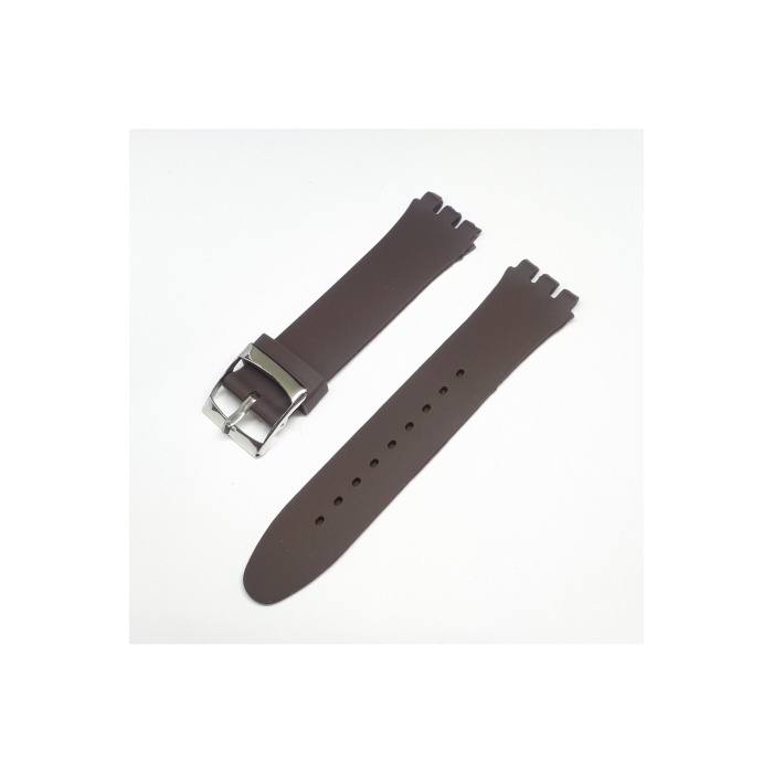 19mm Swatch Uyumlu Chrono Model Slikon Saat Kordonu - KAHVE