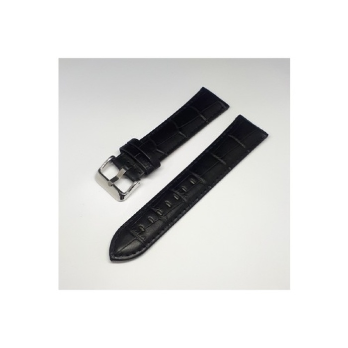 24mm Siyah Croco Bombeli Deri Saat Kayışı Kordonu 24x22