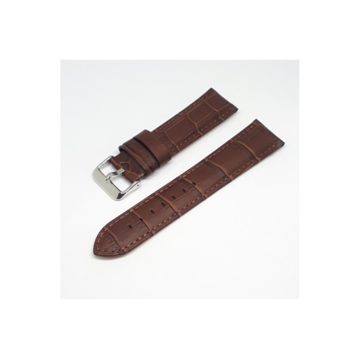 20mm Marka Kahve Croco Hakiki Deri Saat Kordonu