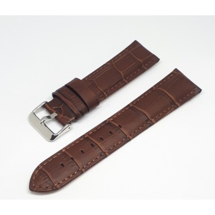 22mm Marka Kahve Croco Hakiki Deri Saat Kordonu
