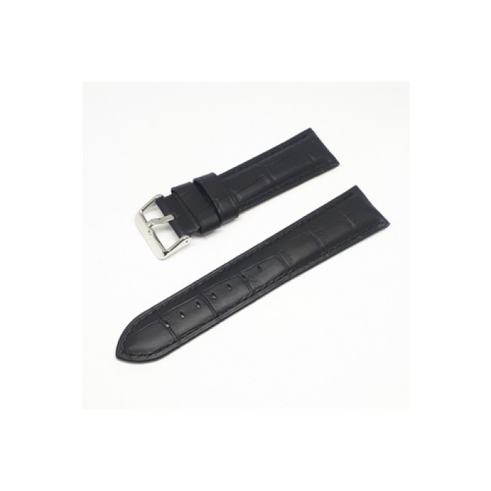 22mm Marka Siyah Croco Hakiki Deri Saat Kordonu