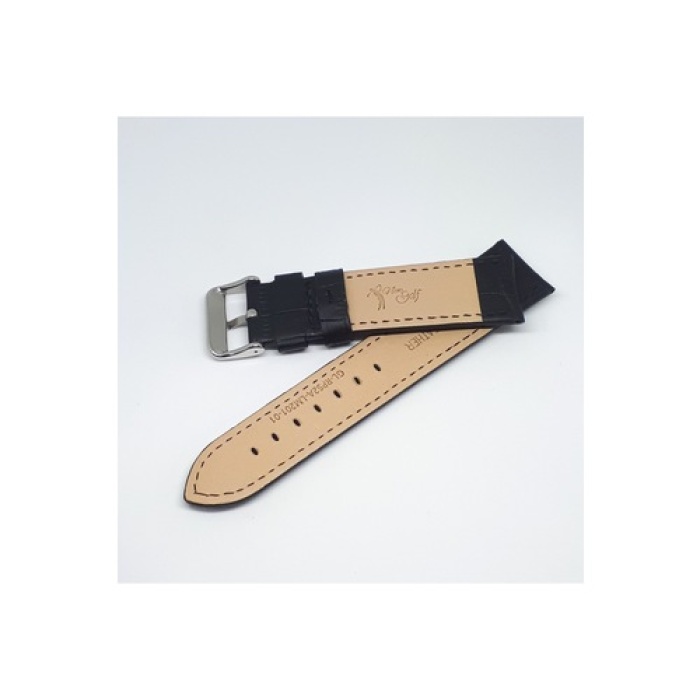 22mm Marka Siyah Croco Hakiki Deri Saat Kordonu