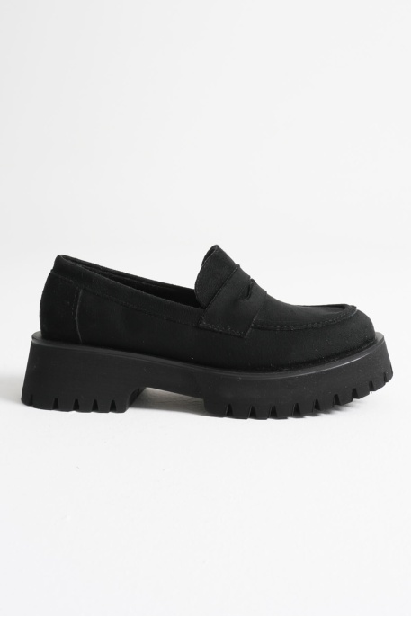 Noir Kadın Günlük Siyah Süet Loafer Ayakkabı