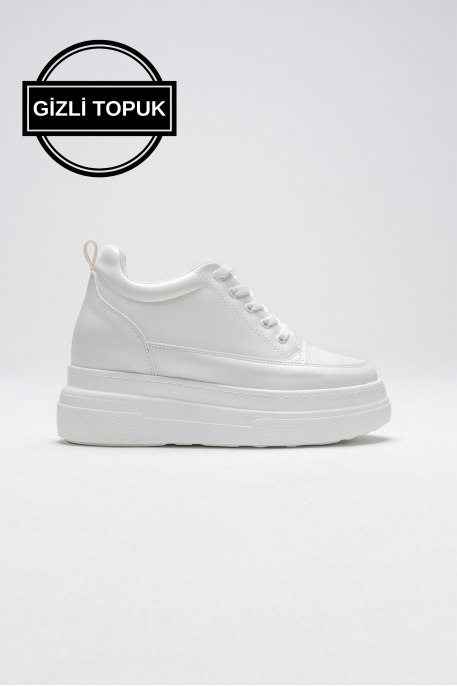 Lauren Kadın Gizli Topuk Mat Beyaz Spor Ayakkabı