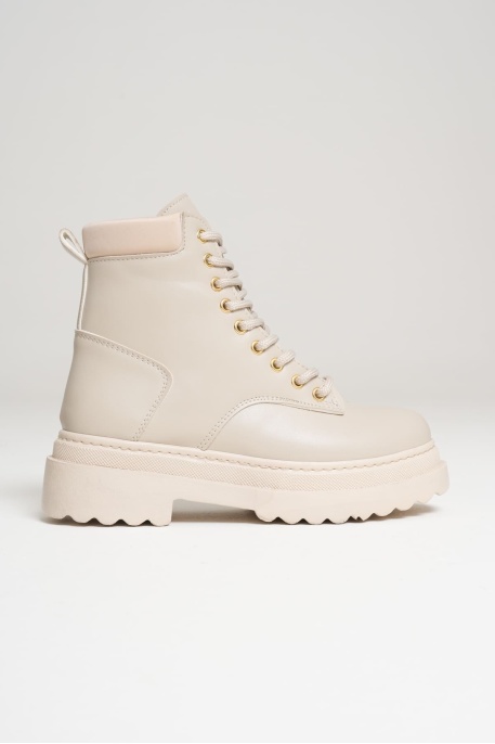 Fiora Özel Tasarım Kadın Kışlık Kalın Tabanlı Bej Bot