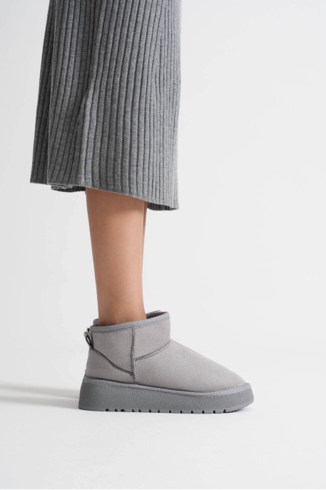 Alina Kadın Gri Kışlık Kürklü Bot