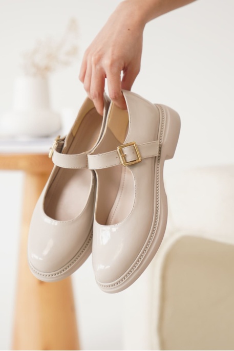 Briana Bej Rugan Toka Detaylı Mary Jane Ayakkabı