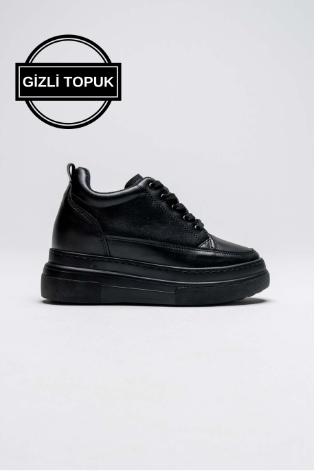Kadın Gizli Topuk Siyah Spor Ayakkabı