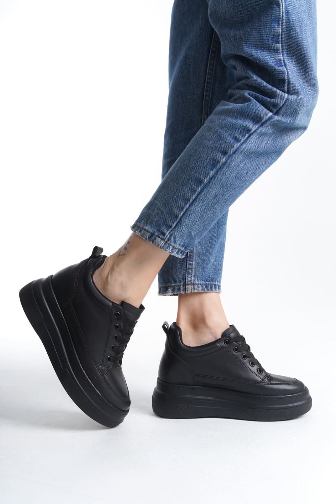 Lauren Kadın Gizli Topuk Mat Siyah Spor Ayakkabı