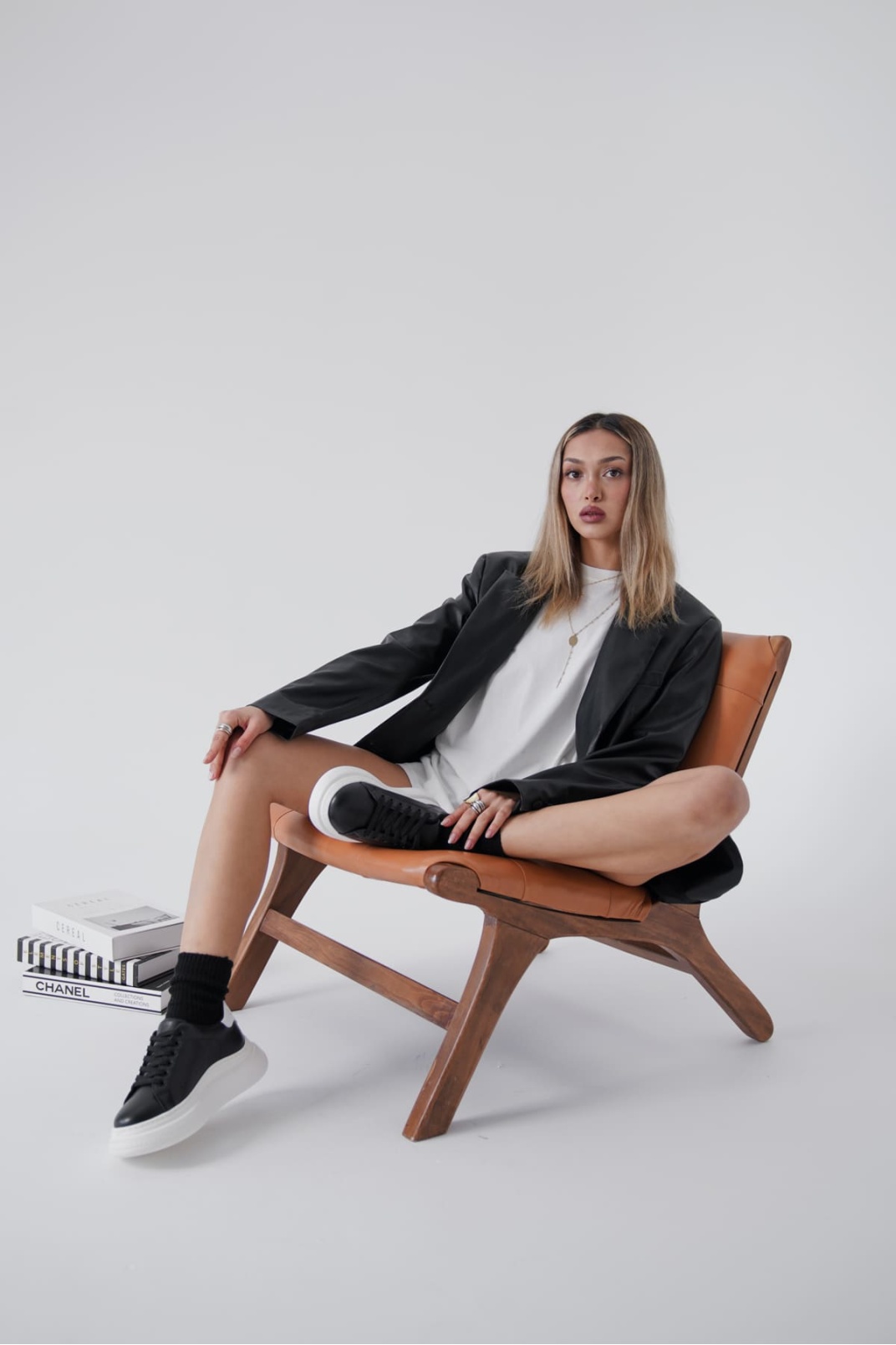 Bella Siyah Beyaz Kadın Spor Ayakkabı