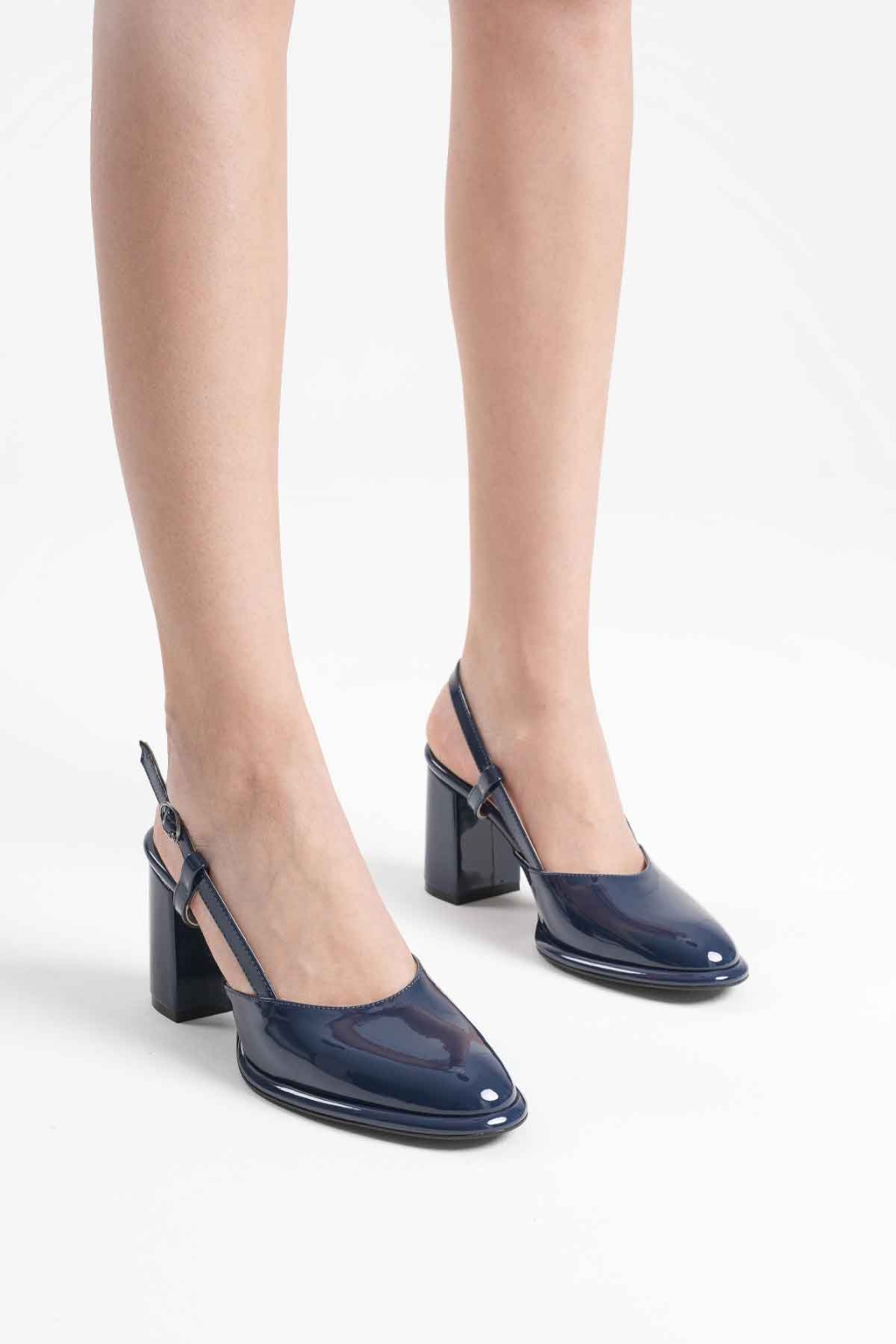 Denma Lacivert Rugan Kadın Topuklu Ayakkabı