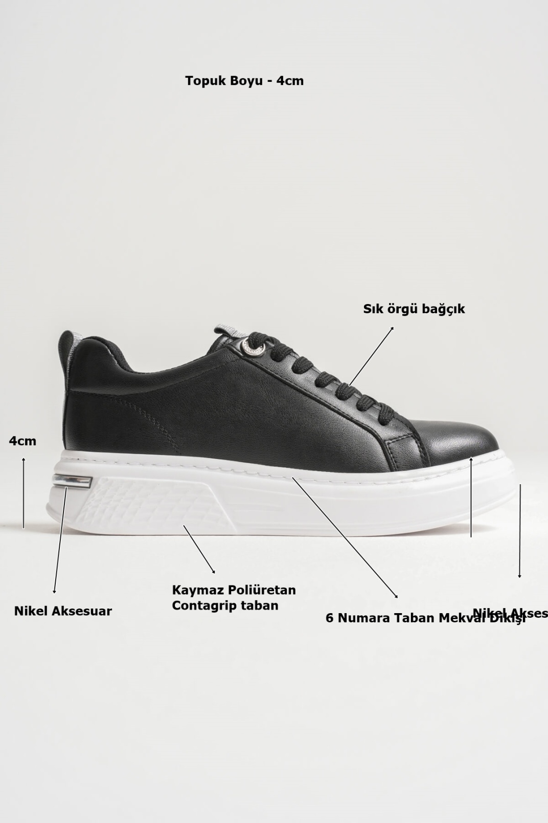 Liza Kadın Şık Günlük Siyah Sneaker