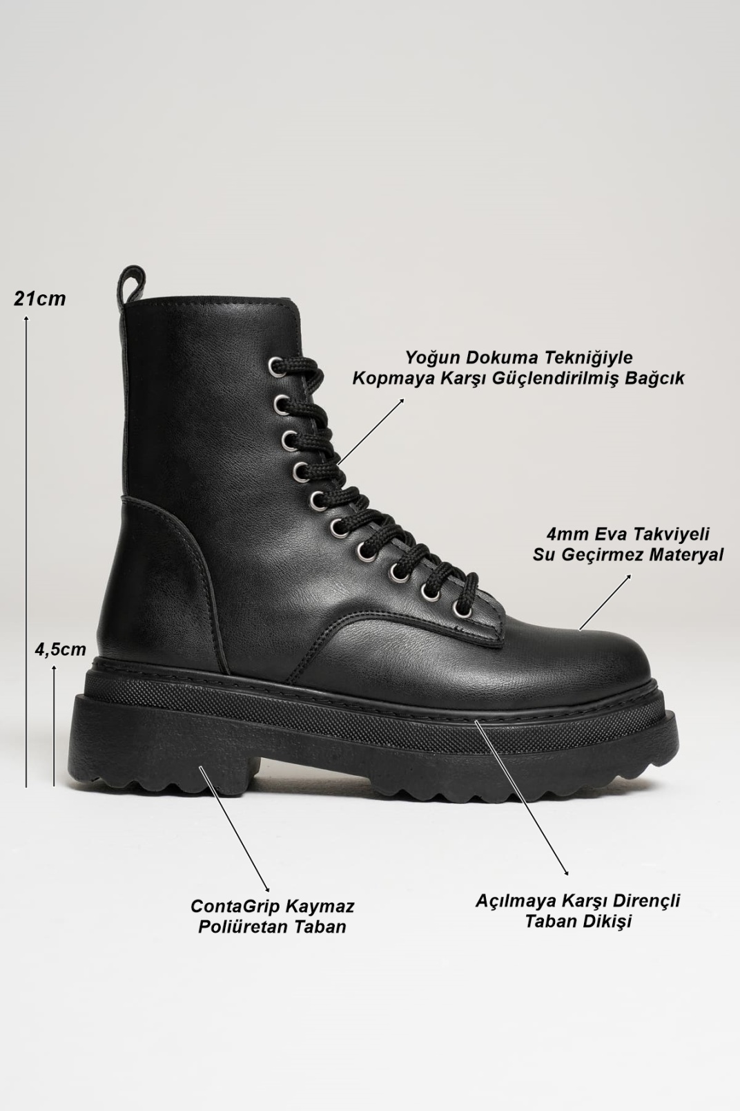 Karma Özel Tasarım Kışlık Siyah Kalın Tabanlı Kadın Bot