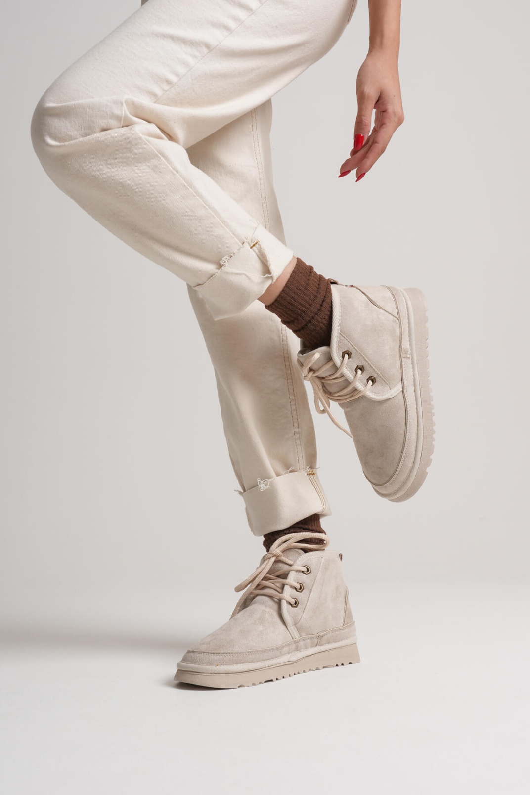 Daria Kadın Kışlık Bej İçi Kürklü Bot