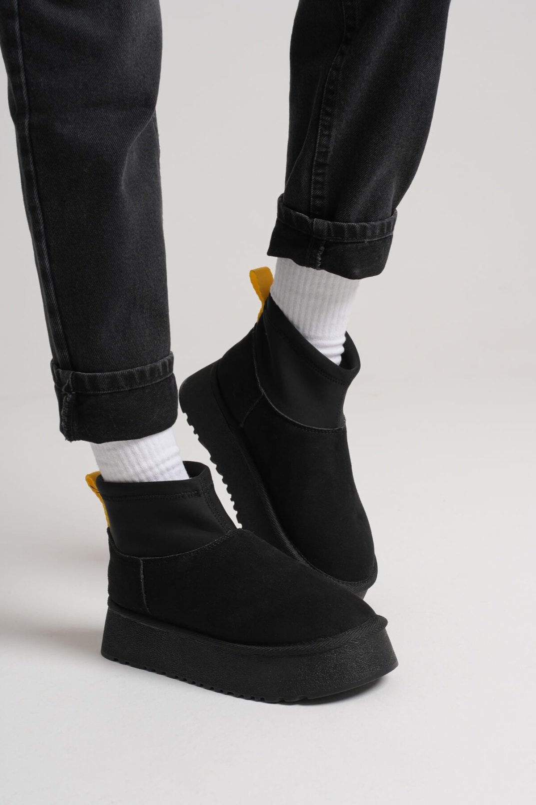 Nadia Kadın Siyah Kışlık İçi Kürklü Kalın Taban Bot