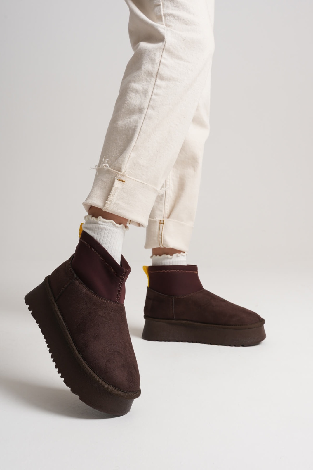 Nadia Kadın Acı Kahve Kışlık İçi Kürklü Kalın Taban Bot