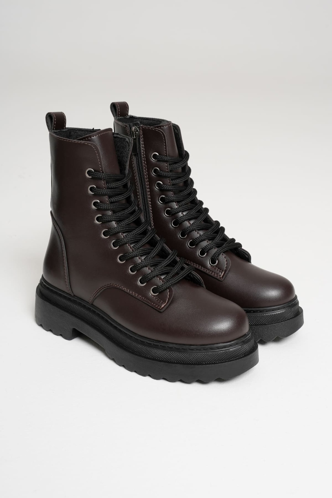 Karma Özel Tasarım Kışlık Acı Kahve Kalın Tabanlı Kadın Bot