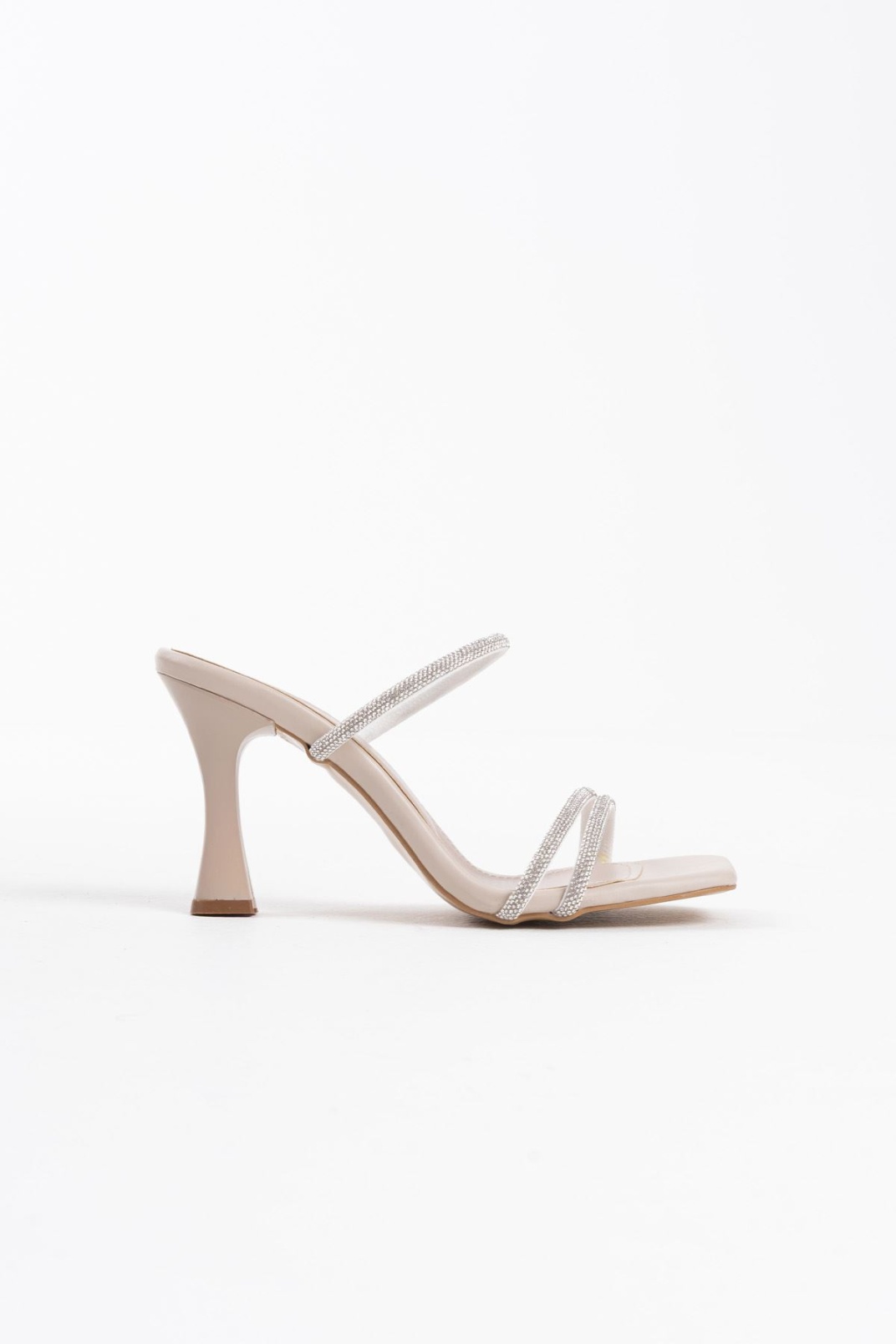 Alvina Bej Taşlı İnce Bantlı Kadın Topuklu Terlik