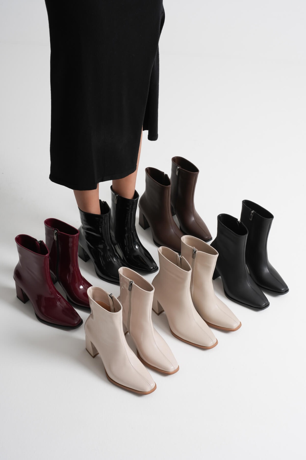 Muso Kadın Siyah Rugan Topuklu Bot