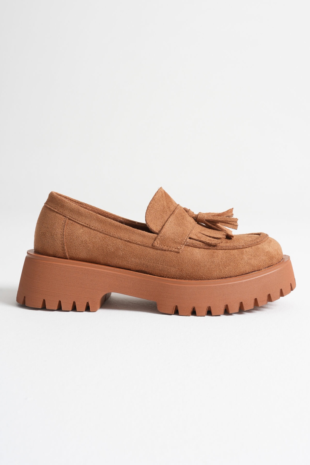 Mina Kadın Günlük Taba Süet Loafer Ayakkabı