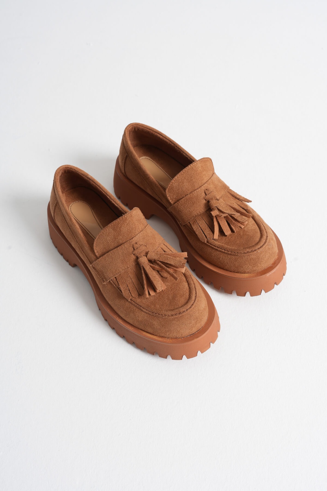 Mina Kadın Günlük Taba Süet Loafer Ayakkabı