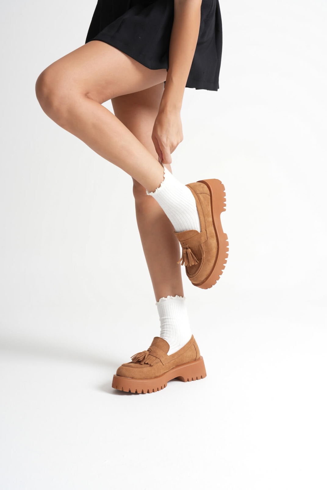 Mina Kadın Günlük Taba Süet Loafer Ayakkabı