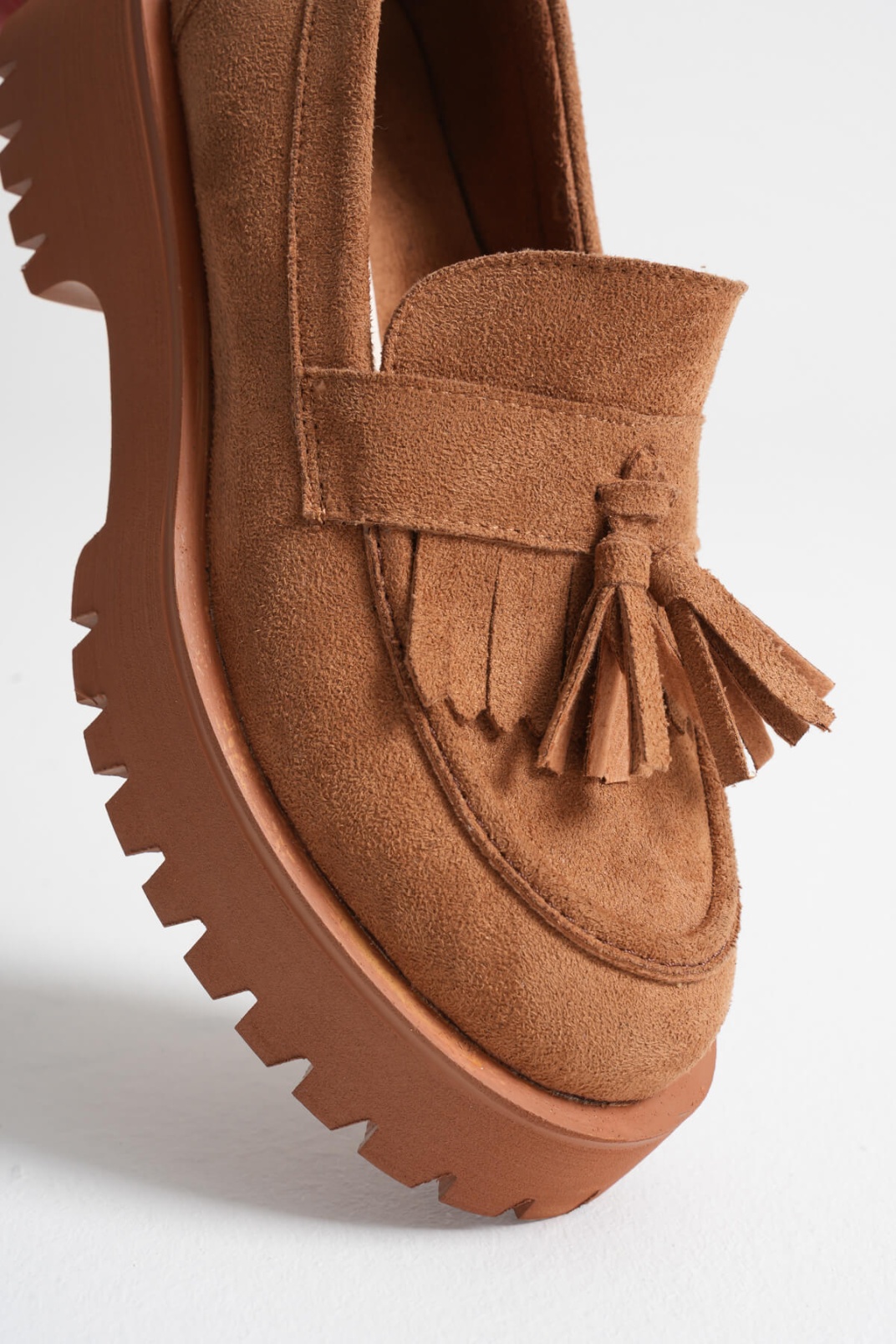 Mina Kadın Günlük Taba Süet Loafer Ayakkabı