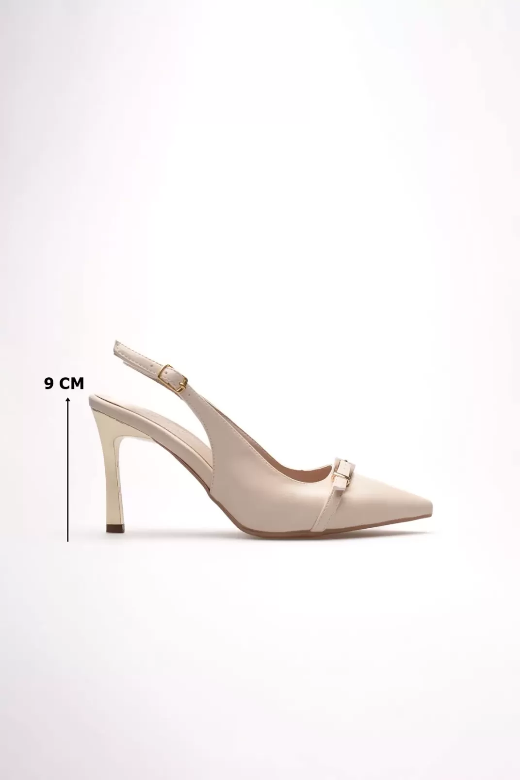 Kadın Bej Tokalı Topuklu Ayakkabı TR08MS34B