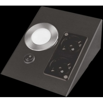 CATA  LEDLİ ÜÇGEN SPOT SİYAH KASA (ÇİFT PRİZLİ)(BEYAZ) ( KDV DAHİL FİYAT)