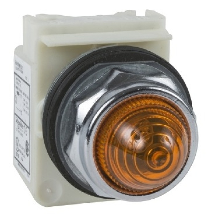 Schneider 9001KP7A9 30mm 230V AC Ba 9S IP66 Sarı Sekizgen Pilot Işığı