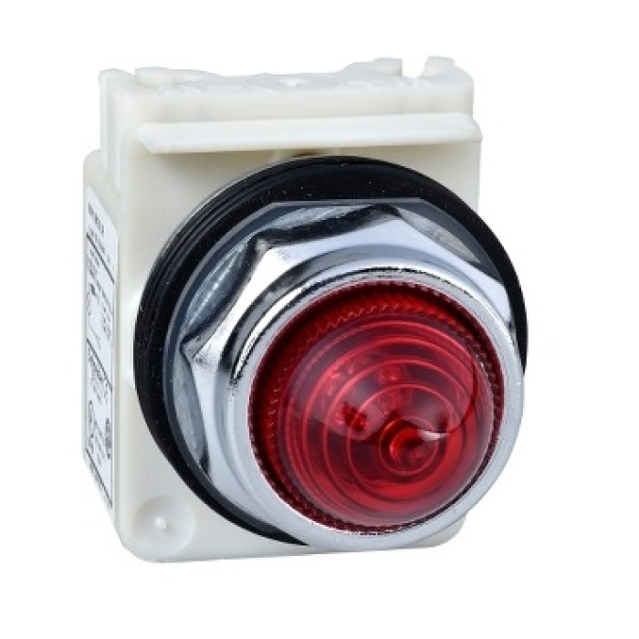 Schneider 9001KP7R9 30mm 230V AC Ba 9S IP66 Kırmızı Sekizgen Pilot Işığı