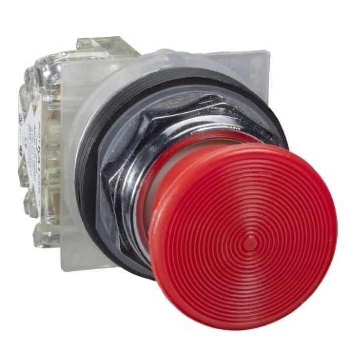Schneider 9001KR24RH13 30mm 1 K/A Kırmızı 35mm Mantar Kafalı Buton