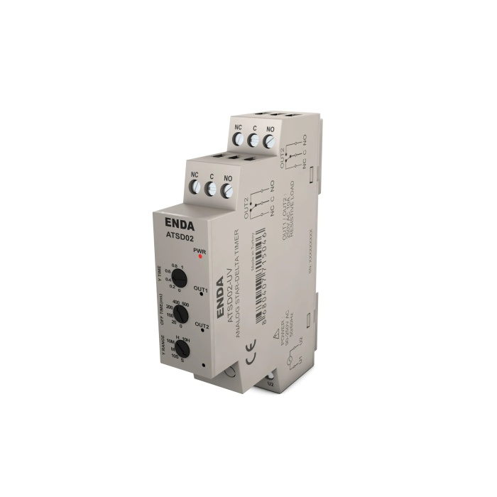 ENDA ATSD02-UV 90-250V AC Ray Tipi Yıldız-Üçgen Analog Zaman Rölesi