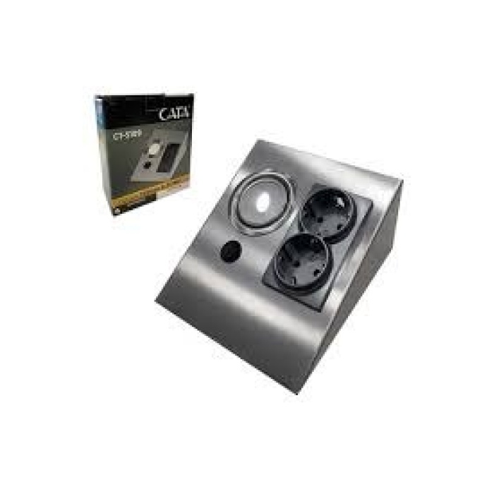 CATA  LEDLİ ÜÇGEN SPOT SATİN KASA  (ÇİFT PRİZLİ)(BEYAZ) ( KDV DAHİL FİYAT)