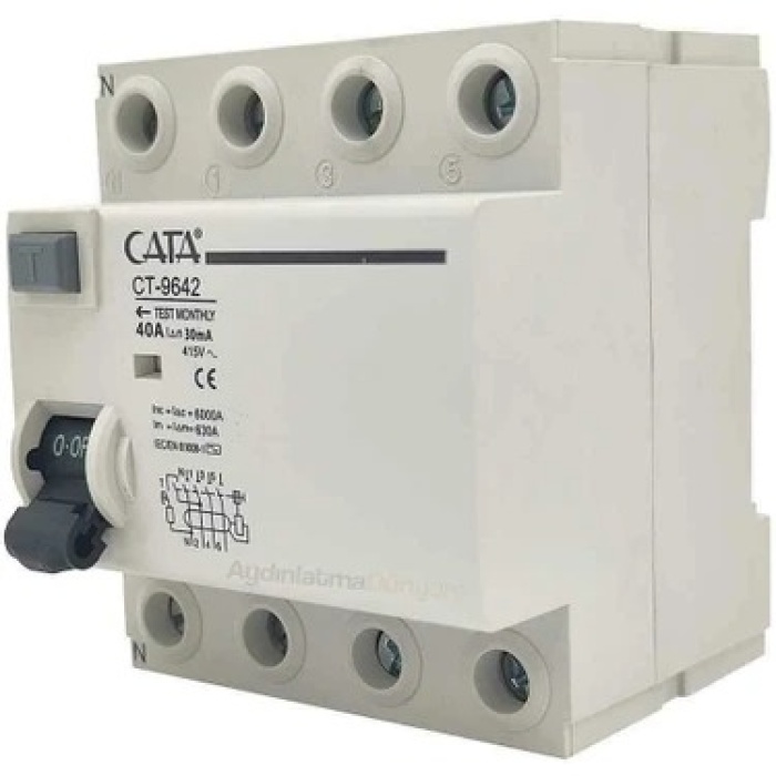 CATA  63 AMPER KAÇAK AKIM RÖLESİ ( 30 mA / TRİFAZE / 6 kA ) ( KDV DAHİL FİYAT)