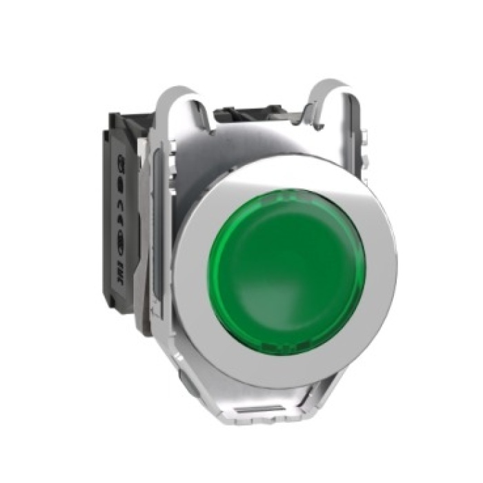 Schneider XB4FW33B5 24VAC/DC 1NA+1NK Yeşil Işıklı Yaylı Led Kumanda Butonu