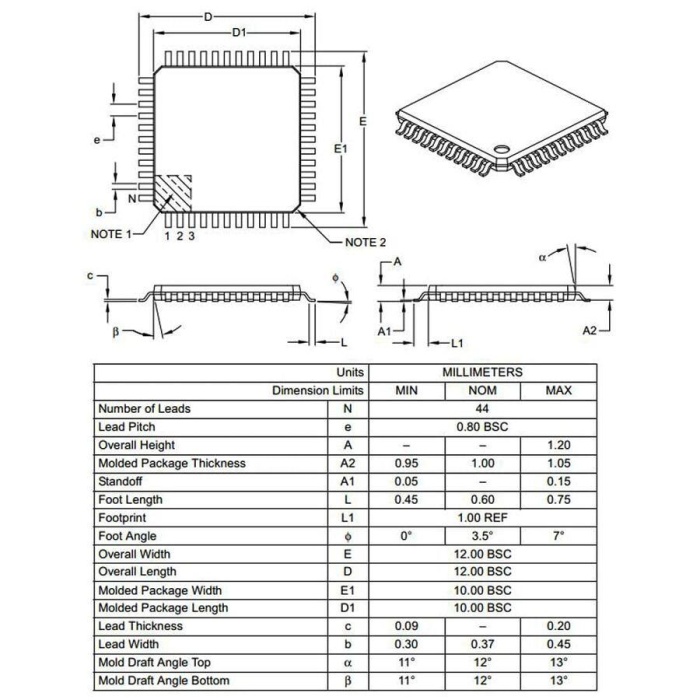 PIC18F4685 I/PT SMD TQFP-44 8-Bit 40MHz Mikrodenetleyici