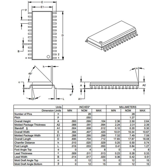 PIC16F876A I/SO SMD SOIC-28 8-Bit 20 MHz Mikrodenetleyici