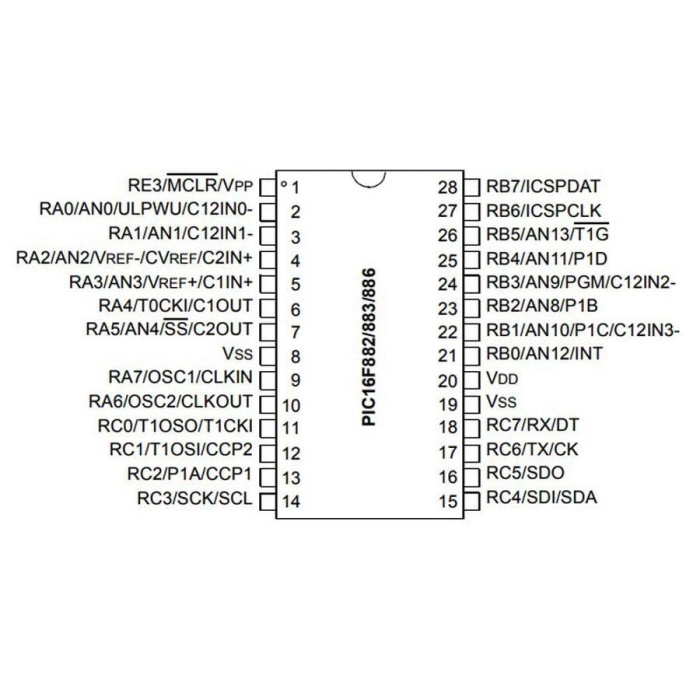 PIC16F883T-I/SS 8-Bit 20Mhz Mikrodenetleyici SSOP28