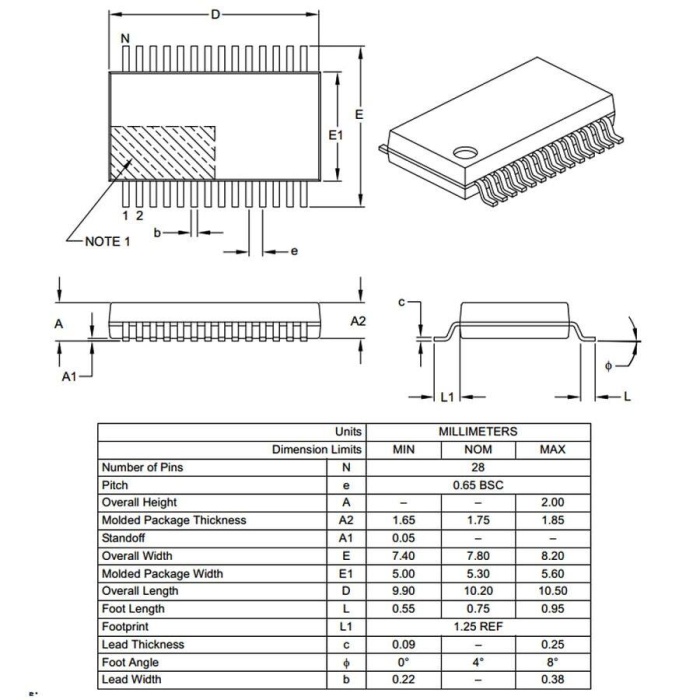 PIC16F883T-I/SS 8-Bit 20Mhz Mikrodenetleyici SSOP28