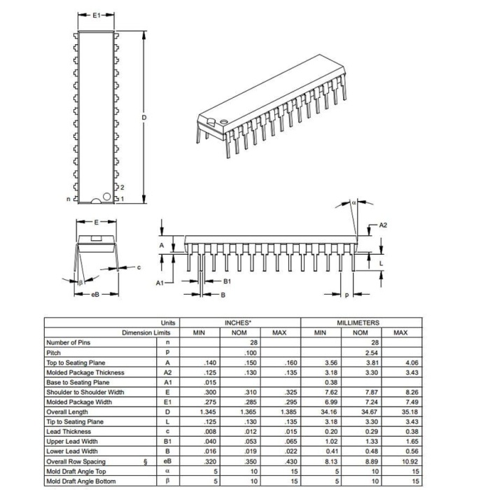 PIC16F876A I/SP DIP-28 8-Bit 20 MHz Mikrodenetleyici
