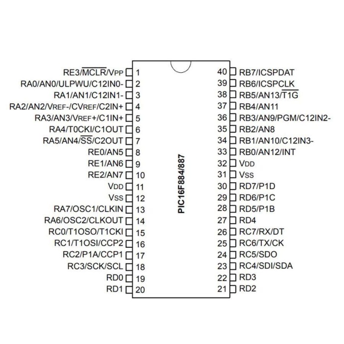 PIC16F884-I/P Dip-40 20MHz 8-Bit Mikrodenetleyici