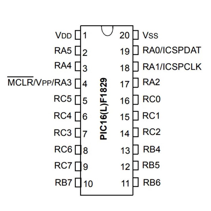 PIC16F1829 I/SO SMD SOIC-20 8-Bit 32 MHz Mikrodenetleyici