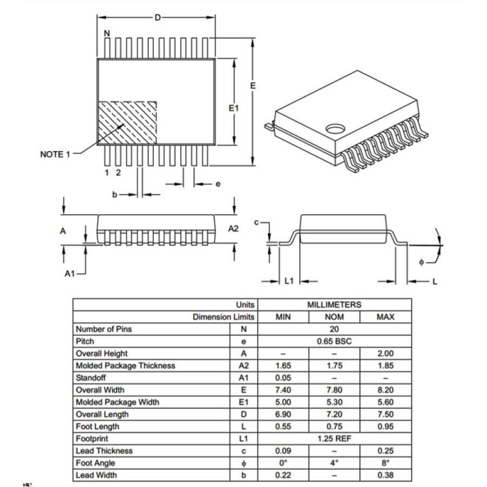 PIC16F1829-I/SS 32Mhz 8-Bit Mikrodenetleyici Ssop20