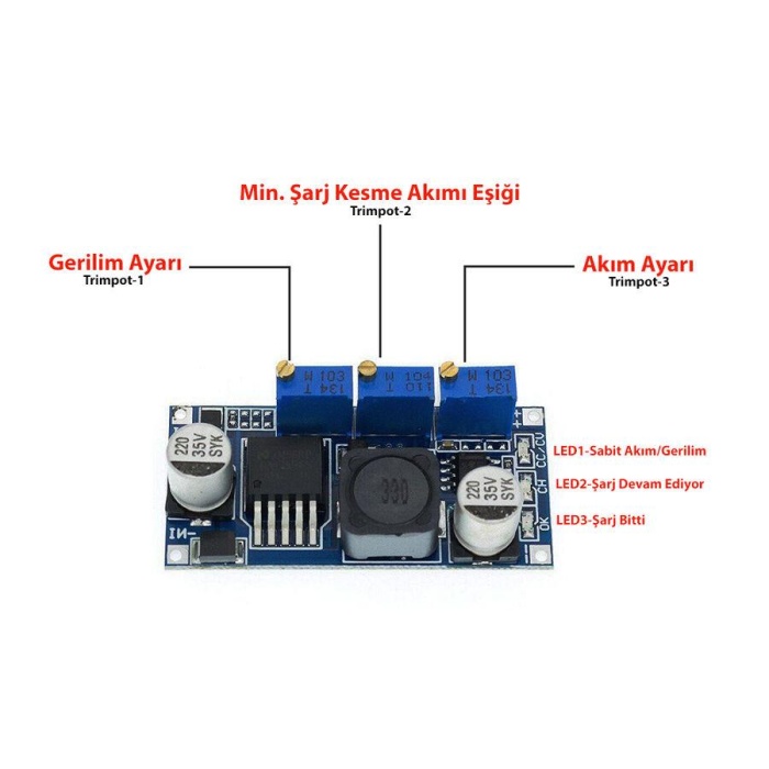 LM2596S-ADJ 3-40V DC-DC Ayarlanabilir Kademeli Güç Kaynağı Modülü