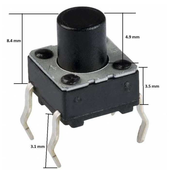 6x6 8.4mm Tach Buton (4 Bacak)