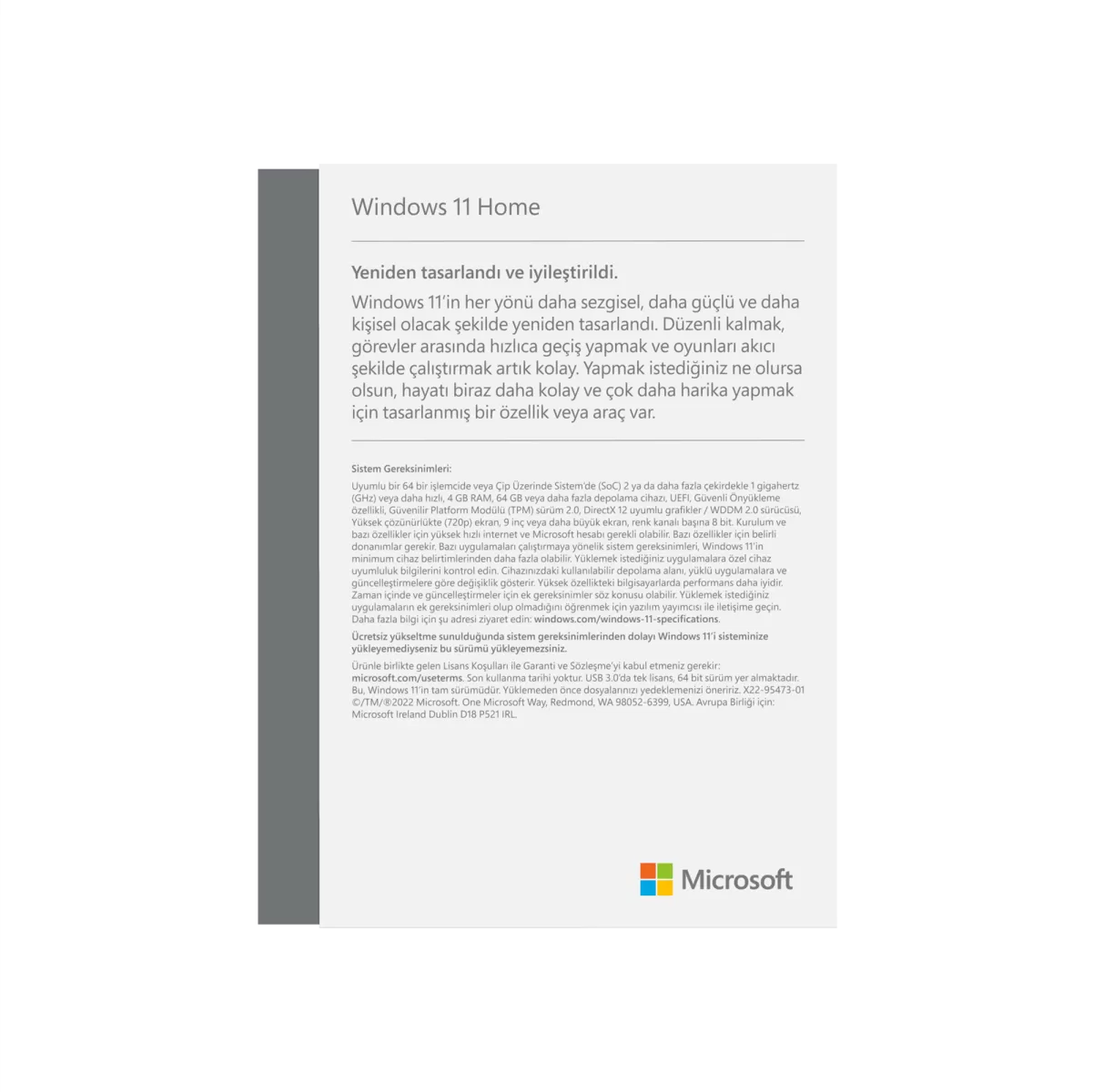 MICROSOFT Windows 11 Home OEM 64Bit Türkçe Bilgisayar Çevre Birimleri