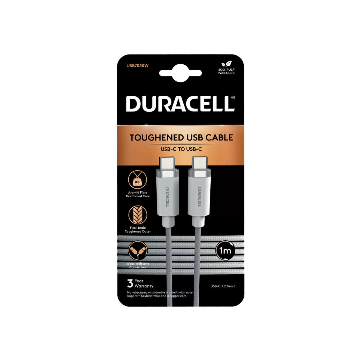 Duracell DURACELL 1M LIGHTNING CABLE BLACK C-C Şarj Kabloları