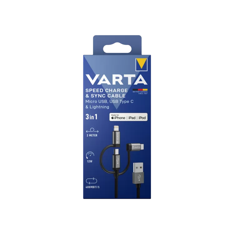Varta VARTA Şarj Kablosu 2m 3IN1 Şarj Kabloları