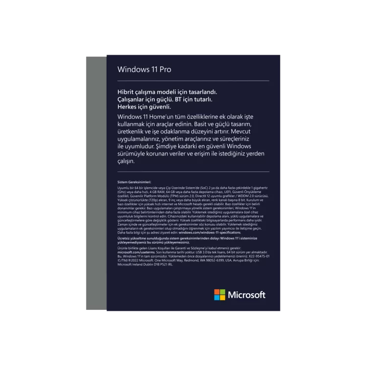 MICROSOFT Windows 11 Pro OEM 64Bit Türkçe Çevre Birimleri